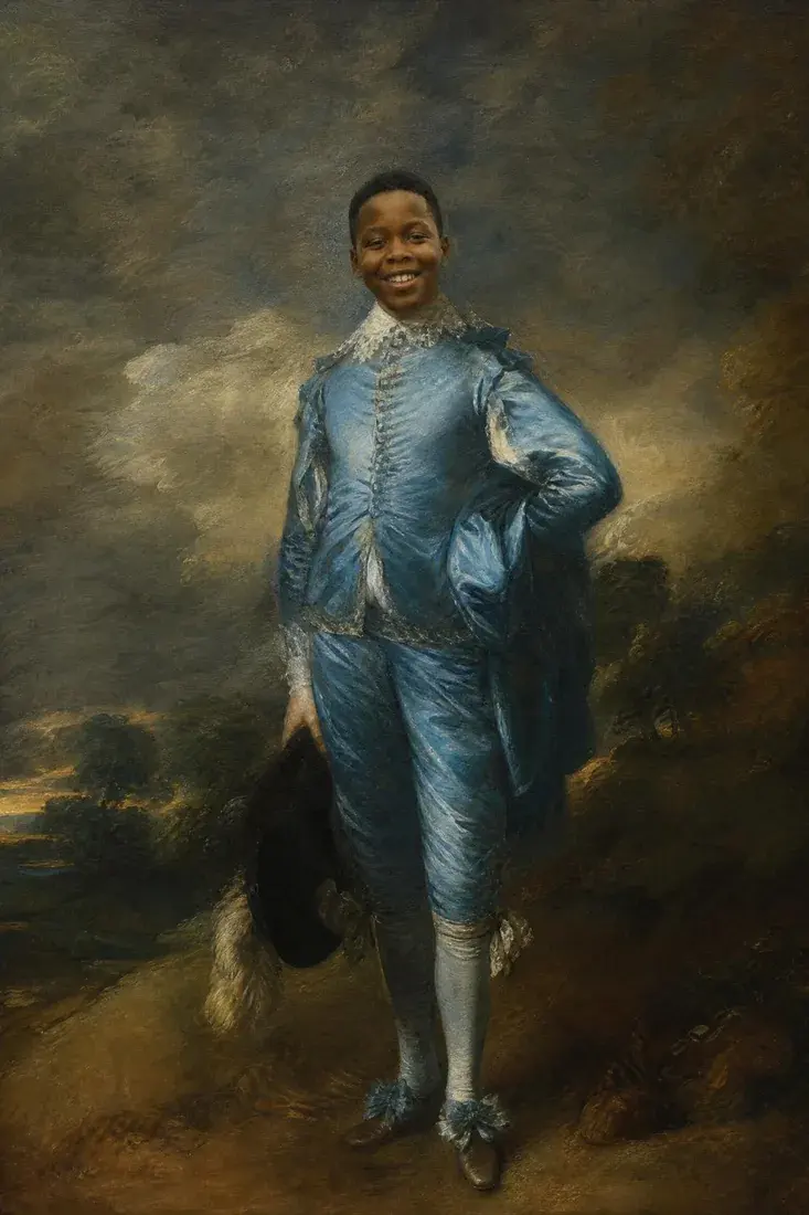A boy painted as Gainsborough's The Blue Boy